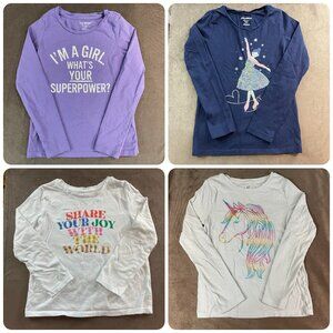 Girls Long Sleeve Cotton Shirts Lot Size Medium (SKU: 91G, 18G, 67G, 45G)